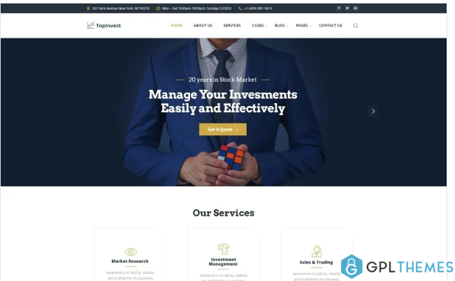 TopInvest – Investment Company Responsive Multipage Website Template