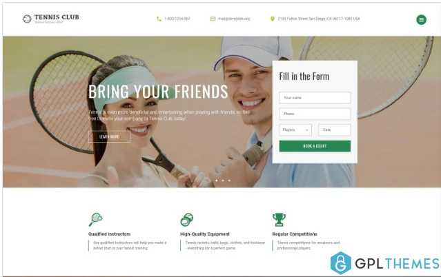 Tennis Club – Sports & Events Multipage Website Template