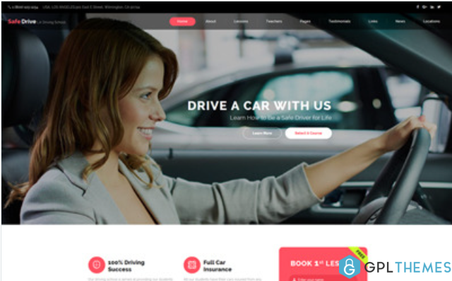 Safe Drive – Traffic School & Driving Lessons Website Template