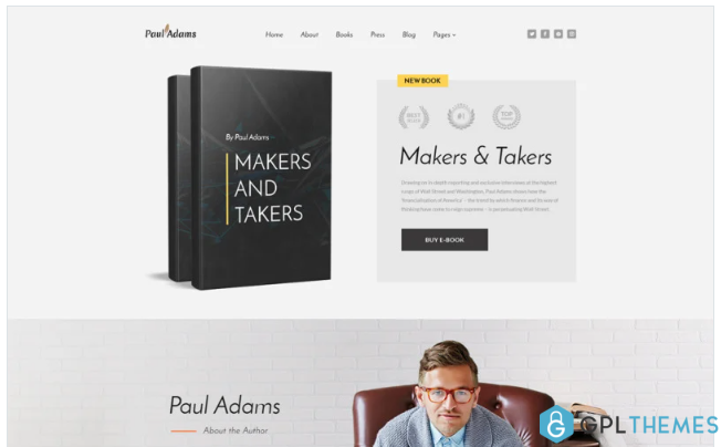 Paul Adams – Writer Multipage Creative HTML Website Template