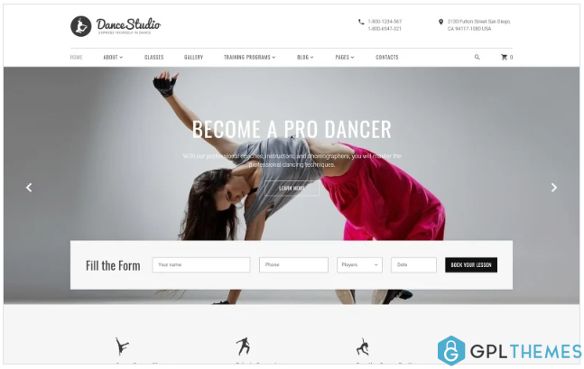 DanceStudio – Dance Coach Responsive Website Template