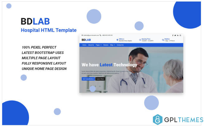 BDLAB – Hospital HTML Website Template