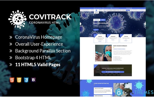 Covitrack – Coronavirus HTML Website Template