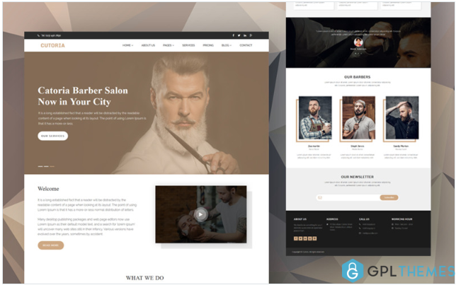 Cutoria – Barber & Salon Website template