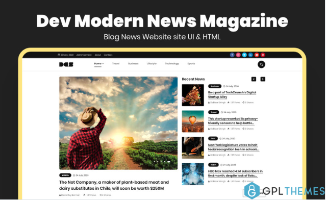 Dev Modern News Magazine Blog Website Template