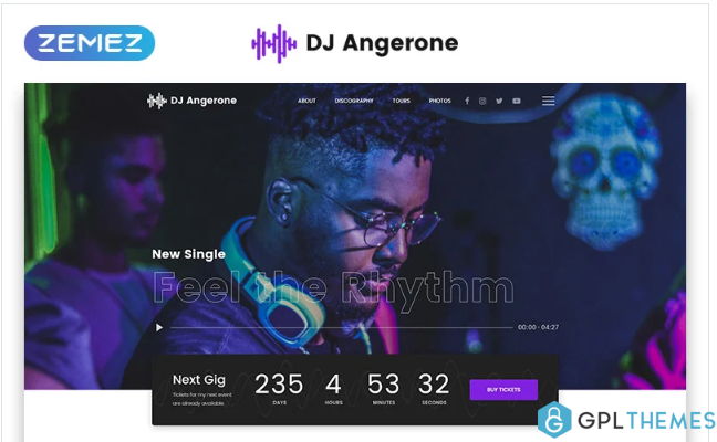 DJ Angerone – Music Multipage Modern HTML Website Template