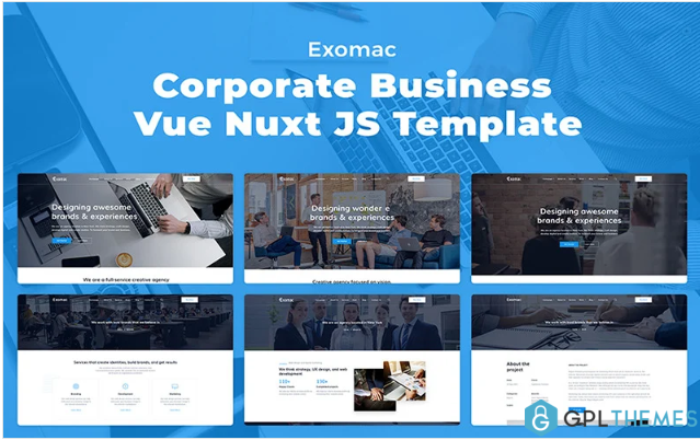 Exomac – Corporate Business Vue Nuxt JS Website Template