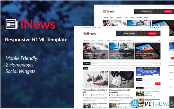 iNews – Responsive Newspaper HTML Website Template