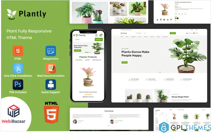 Plantly – Plants And Nursery HTML5 eCommerce Website template