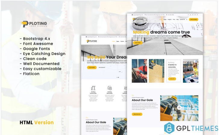 Ploting Construction & Architecture Company Responsive Multipage Website Template
