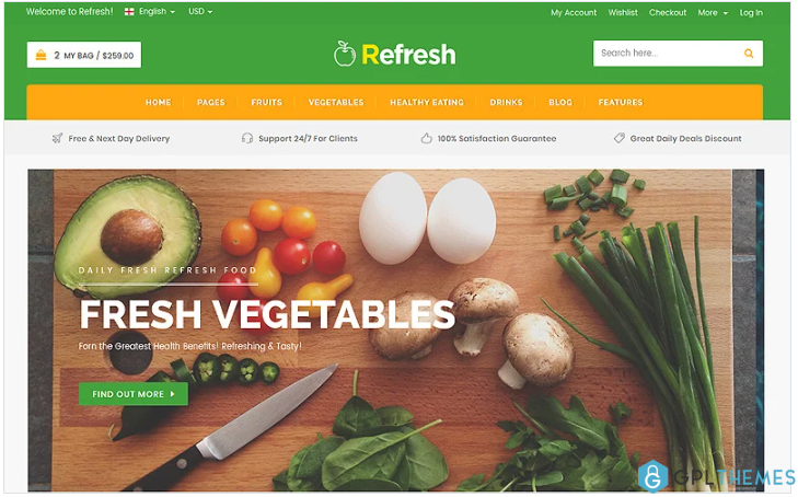 Refresh – Food & Restaurant Website Template