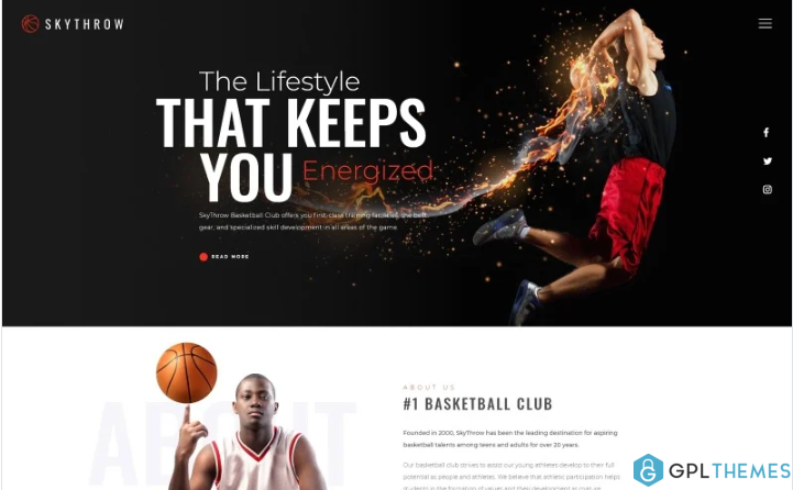 SkyThrow – Basketball Club Website Template