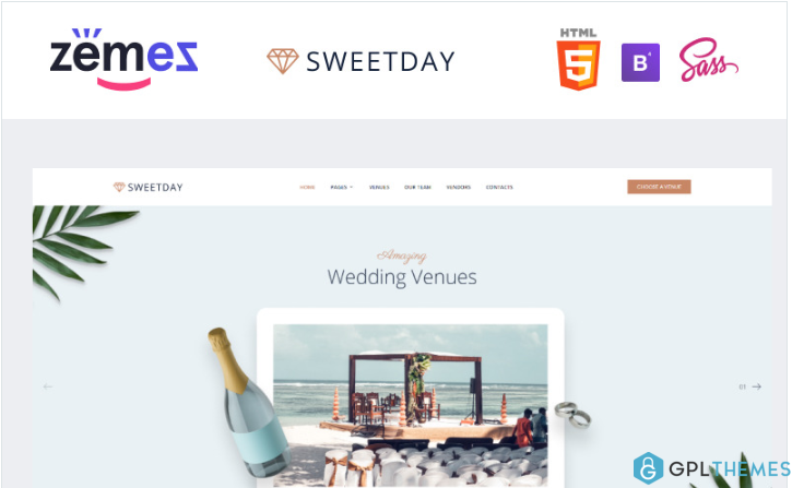 SweetDay – Wedding Venue Agency Website Template