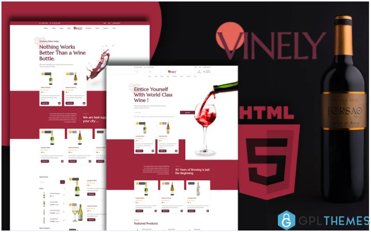 Vinely – Wine Shop HTML Website Template