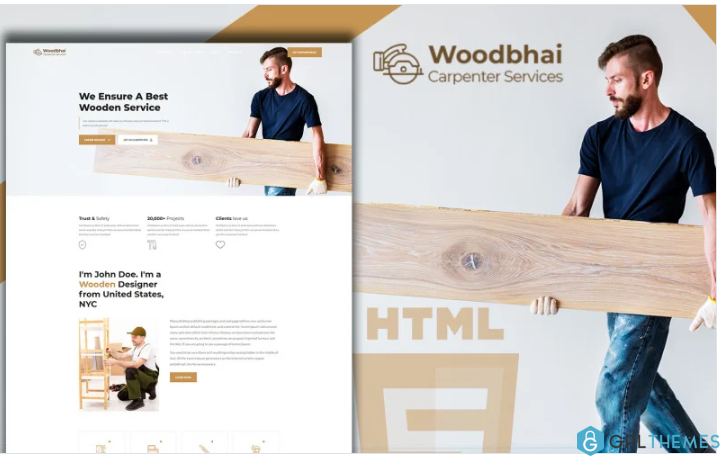 Woodbhai – Carpenter Service And Shop Website Template
