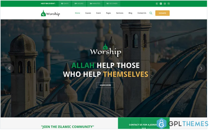Worship – Islamic Center Bootstrap HTML Website Template
