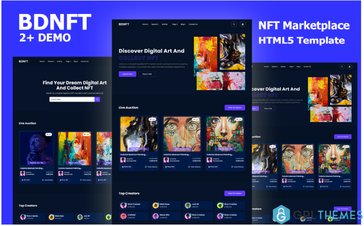 BdNFT – NFT Marketplace HTML5 Template