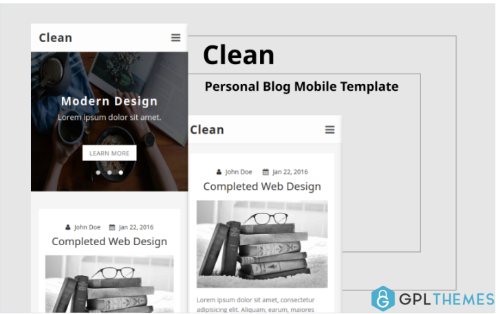 Clean – Personal Blog Mobile Website Template