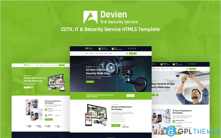 Devien – CCTV, IT and Security Service Responsive HTML5 Website Template
