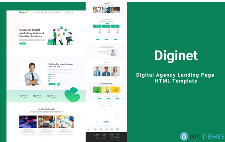 Diginet – Digital Agency Landing Page HTML Template