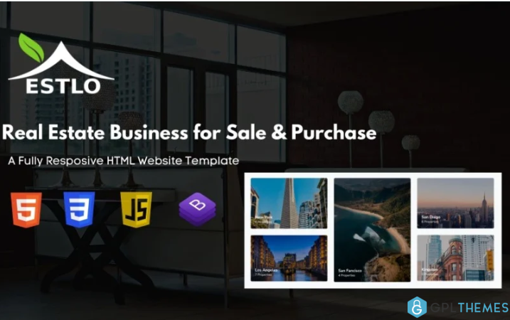 Estlo – A Real Estate Buy and Sell HTML5 CSS3 Javascript Bootstrap 4.6 Responsive Website template
