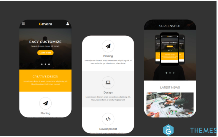 Gmera – Multipurpose Mobile Website Template