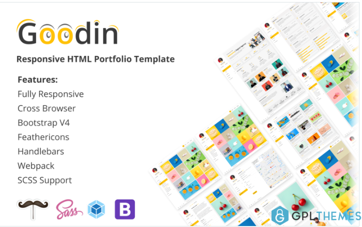 Goodin – Responsive Portfolio Handlebars and Webpack Website Template