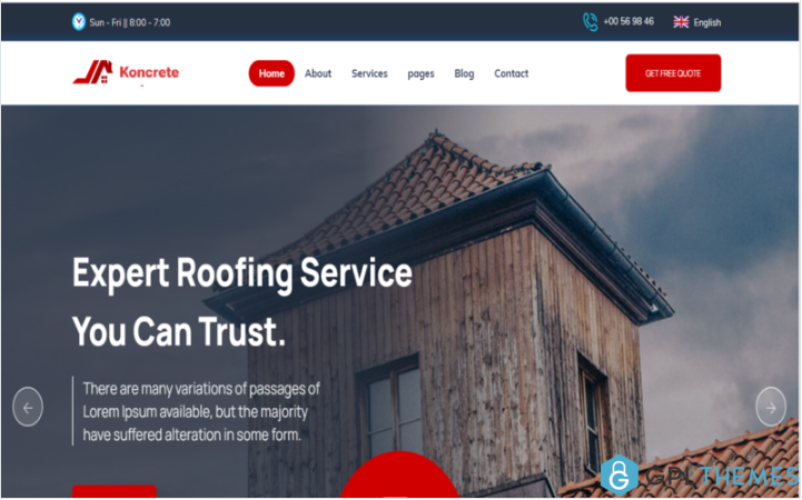 Koncrete – Renovation & Roofing Services HTML Template