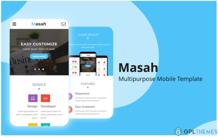 Masah – Multipurpose Mobile Website Template