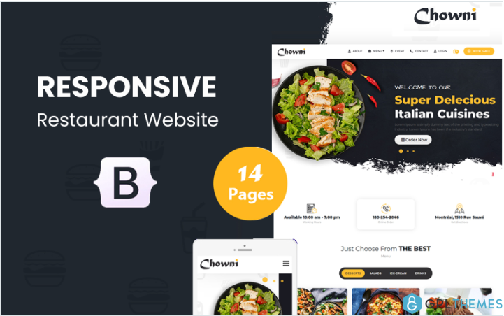 Chowni – Online Food Delivery and Restaurant HTML5 Website Template