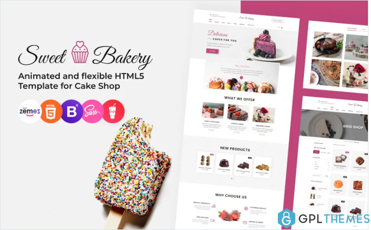 Sweet Bakery – Cake Shop Responsive Website Template