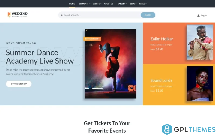 Weekend – Tickets Multipage Creative HTML Website Template