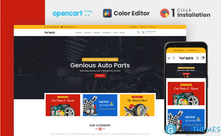 Auto gusto Parts Store OpenCart Template