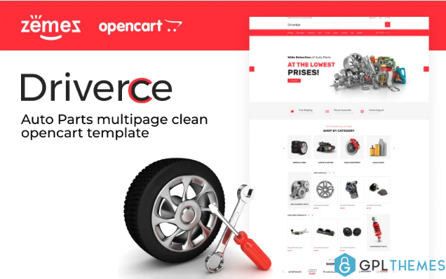 Driverce – Auto Parts Multipage Clean OpenCart Template