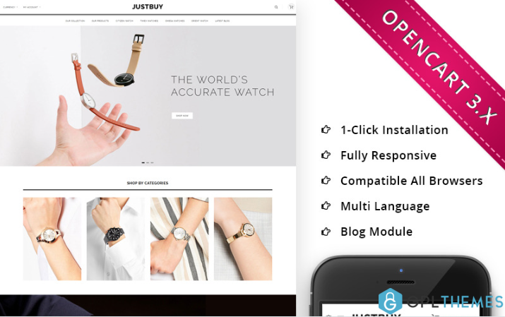 JustBuy Watch Store – Responsive OpenCart Template