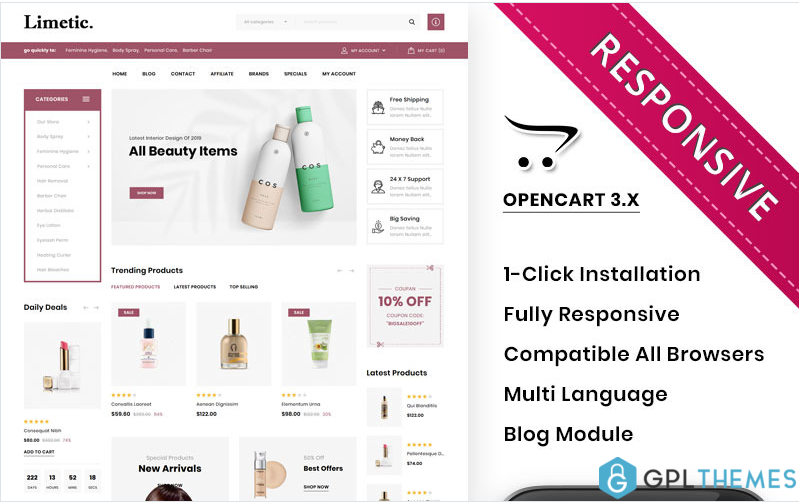 Limetic – The Cosmetic Store OpenCart Template