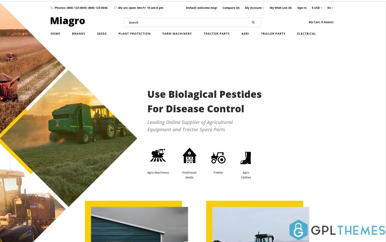 Miagro – Agriculture Equipment Store Clean OpenCart Template