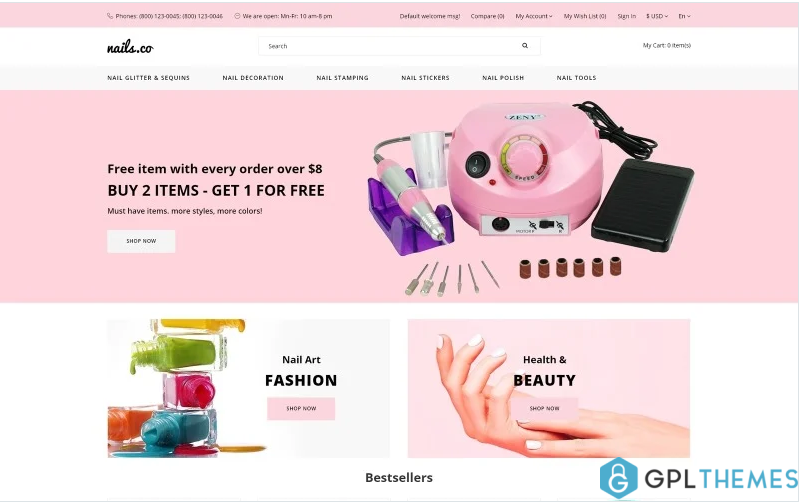 Nails co. – Beauty Supply Store Multipage Stylish OpenCart Template