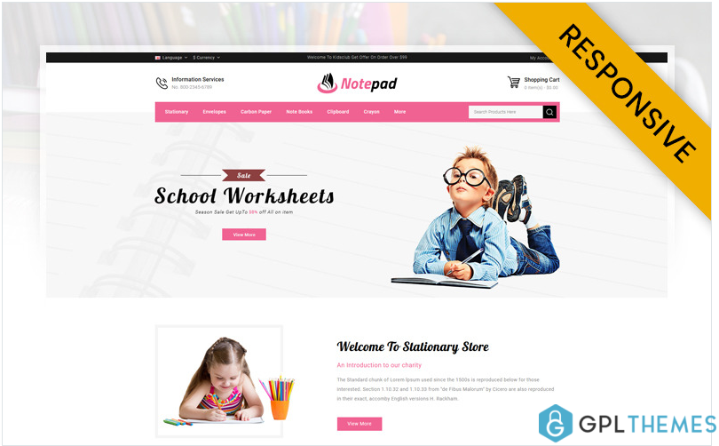 NotePad – Stationary Store OpenCart Template