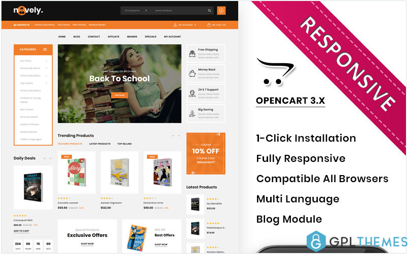 Novely – The Book Store OpenCart Template