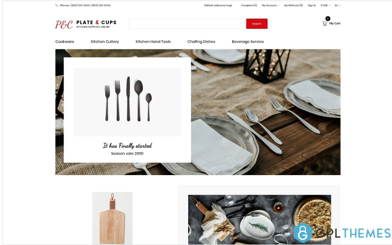 Plate & Cups – Food and Restaurant Simple Clean Bootstrap OpenCart Template