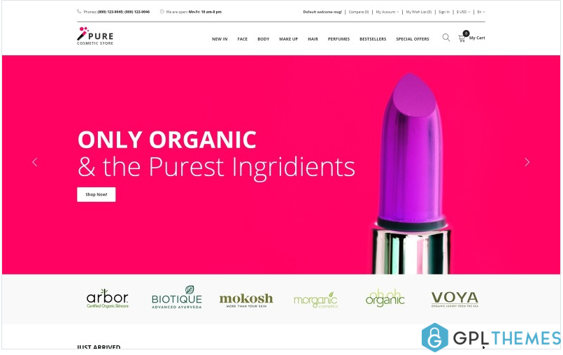 Pure – Beauty Supply Clean OpenCart Template