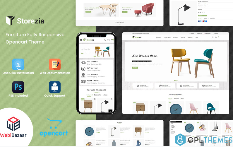 Storezia – 3 Furniture Store OpenCart Template