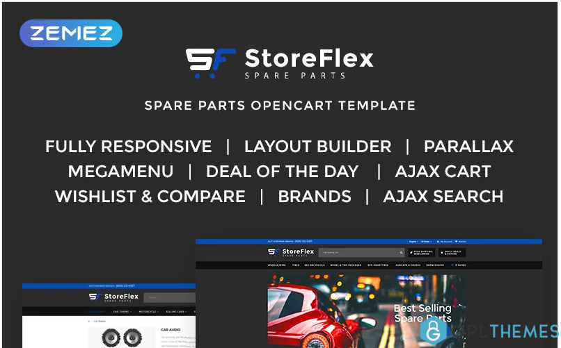 StoreFlex – Fancy Car Parts Online Shop OpenCart Template