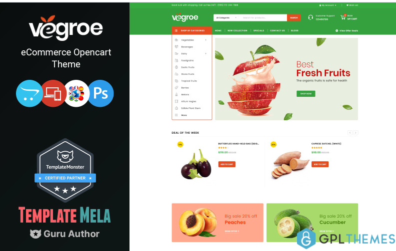 Vegroe – Grocery Shop OpenCart Template