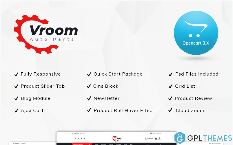 Vroom Auto Spare-Parts Store OpenCart Template