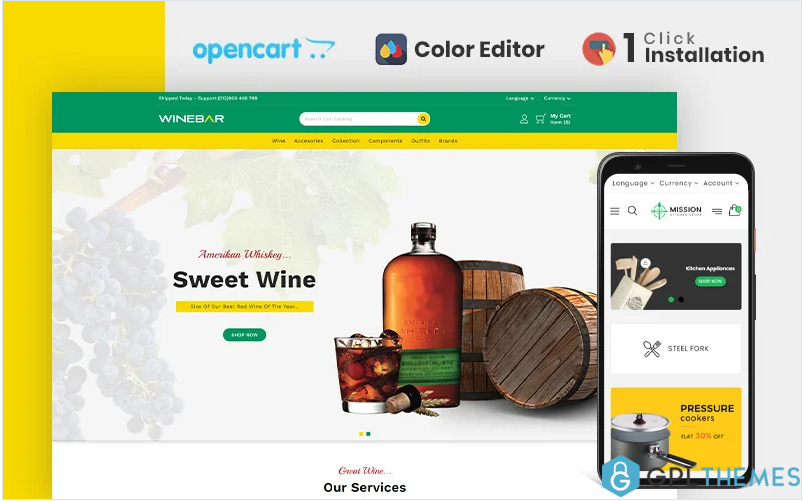 Winebar Wines & Beverages Store OpenCart Template