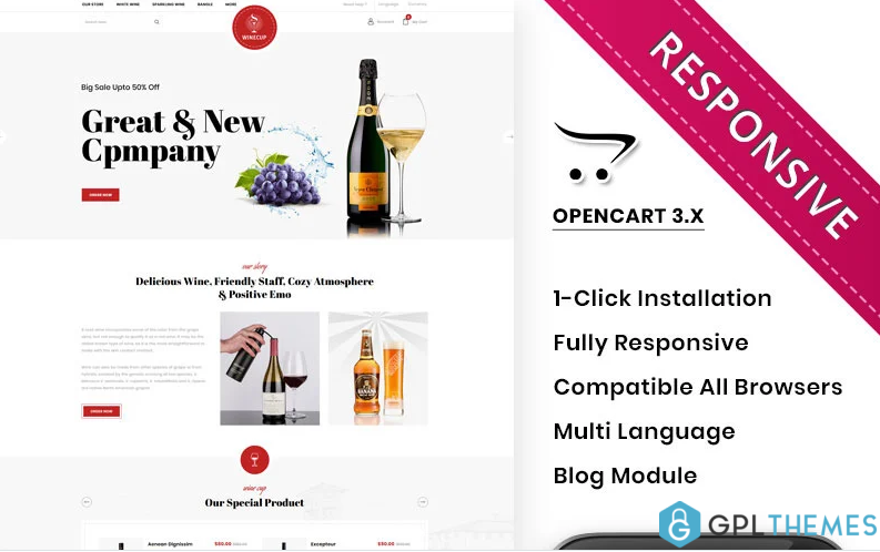 Winecup – The Alchohol Store OpenCart Template