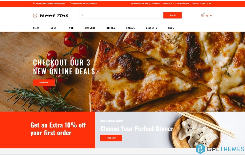 Yammy Time – Food Delivery Store Modern OpenCart Template