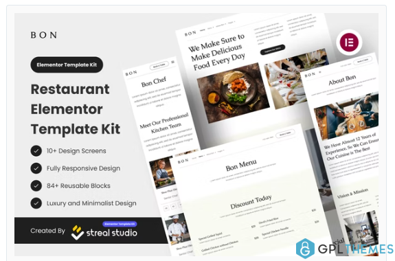 Bon – Restaurant Elementor Template Kit
